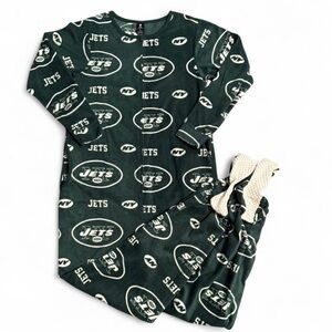 NFL New York Jets One Piece, Zip Up, Footie Pajamas With pockets. Adult Small